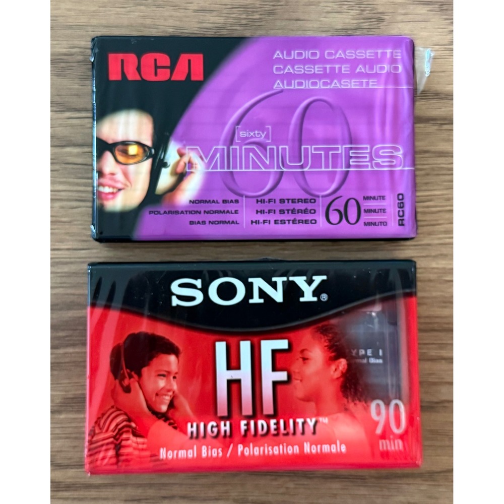 Sony HF 90 & RCA 60 Blank Audio Cassette Tapes Lot of 2 New Sealed Normal Bias